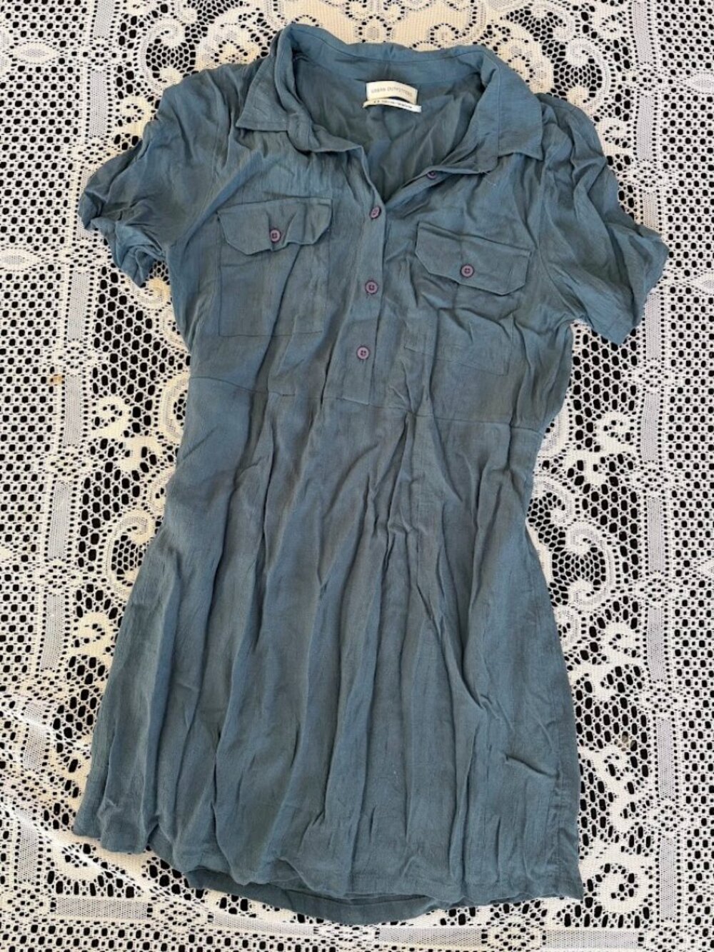 Blue Casual Short Sleeve Mini Dress - Size M